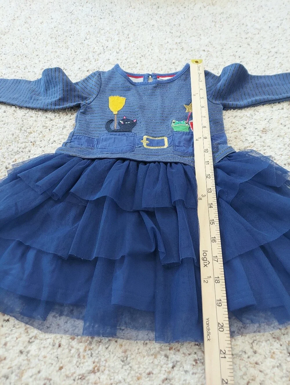 Mini Boden Starboard Blue Witch Halloween Tulle Dress Girl 3-4 Yrs